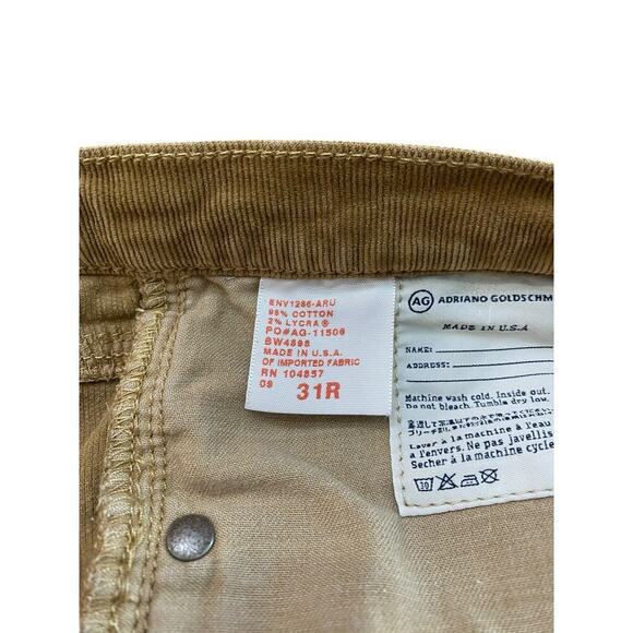 Adriano Goldschmied Beige The Stevie Slim Straight Corduroy Pants Size 31R - Picture 5 of 6